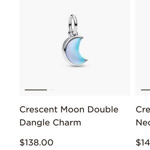 Pandora Silver and Blue Crescent Moon Dangle Charm